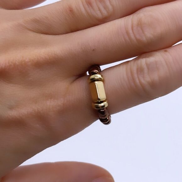 NWT Wool + Pepper Co. Brown & Gold Ring - Picture 5 of 6